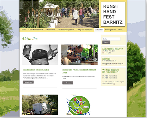 Realisation und Content-Redaktion CMS: KunstHandFest Barnitz